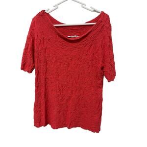 Sno Skins Orange Short Sleeve Round Neck Crinkle Top Large Made In USA